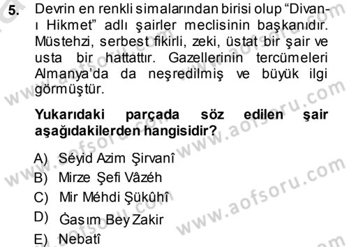 Çağdaş Türk Edebiyatları 1 Dersi 2014 - 2015 Yılı Tek Ders Sınav Soruları 5. Soru