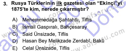 Çağdaş Türk Edebiyatları 1 Dersi 2015 - 2016 Yılı (Final) Dönem Sonu Sınav Soruları 3. Soru