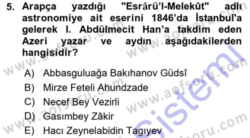 Çağdaş Türk Edebiyatları 1 Dersi 2015 - 2016 Yılı (Final) Dönem Sonu Sınav Soruları 5. Soru