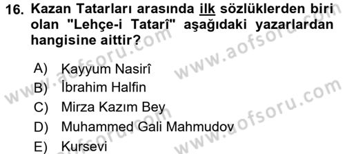 Çağdaş Türk Edebiyatları 1 Dersi 2015 - 2016 Yılı Tek Ders Sınav Soruları 16. Soru