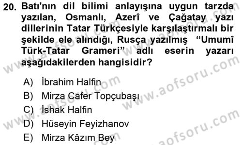 Çağdaş Türk Edebiyatları 1 Dersi 2015 - 2016 Yılı Tek Ders Sınav Soruları 20. Soru