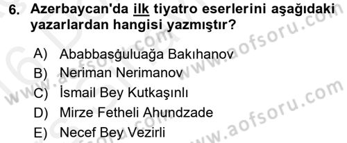 Çağdaş Türk Edebiyatları 1 Dersi 2015 - 2016 Yılı Tek Ders Sınav Soruları 6. Soru