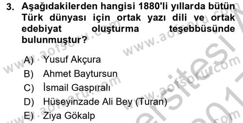 Çağdaş Türk Edebiyatları 1 Dersi 2016 - 2017 Yılı 3 Ders Sınav Soruları 3. Soru