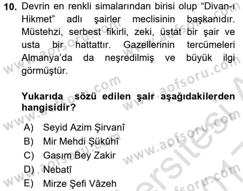 Çağdaş Türk Edebiyatları 1 Dersi Ara Sınavı Deneme Sınav Soruları 10. Soru