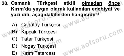 Çağdaş Türk Edebiyatları 1 Dersi 2016 - 2017 Yılı (Vize) Ara Sınav Soruları 20. Soru