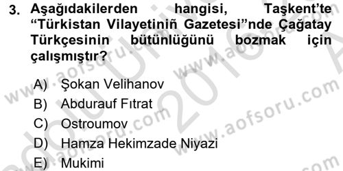 Çağdaş Türk Edebiyatları 1 Dersi Ara Sınavı Deneme Sınav Soruları 3. Soru