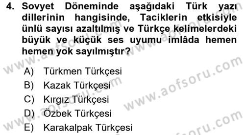 Çağdaş Türk Edebiyatları 1 Dersi 2016 - 2017 Yılı (Vize) Ara Sınav Soruları 4. Soru
