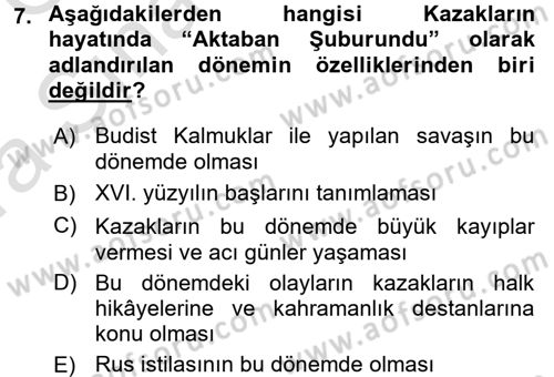 Çağdaş Türk Edebiyatları 1 Dersi 2016 - 2017 Yılı (Vize) Ara Sınav Soruları 7. Soru