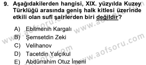 Çağdaş Türk Edebiyatları 1 Dersi 2016 - 2017 Yılı (Vize) Ara Sınav Soruları 9. Soru