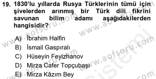 Çağdaş Türk Edebiyatları 1 Dersi 2016 - 2017 Yılı (Final) Dönem Sonu Sınav Soruları 19. Soru