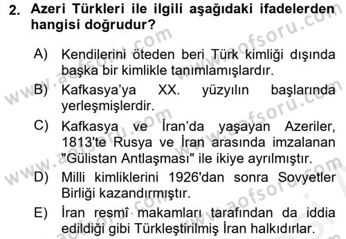 Çağdaş Türk Edebiyatları 1 Dersi 2016 - 2017 Yılı (Final) Dönem Sonu Sınav Soruları 2. Soru