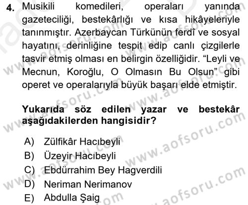 Çağdaş Türk Edebiyatları 1 Dersi 2016 - 2017 Yılı (Final) Dönem Sonu Sınav Soruları 4. Soru