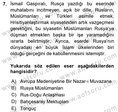 Çağdaş Türk Edebiyatları 1 Dersi 2016 - 2017 Yılı (Final) Dönem Sonu Sınav Soruları 7. Soru