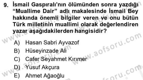 Çağdaş Türk Edebiyatları 1 Dersi 2016 - 2017 Yılı (Final) Dönem Sonu Sınav Soruları 9. Soru