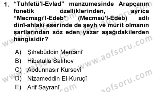 Çağdaş Türk Edebiyatları 1 Dersi 2017 - 2018 Yılı 3 Ders Sınav Soruları 1. Soru