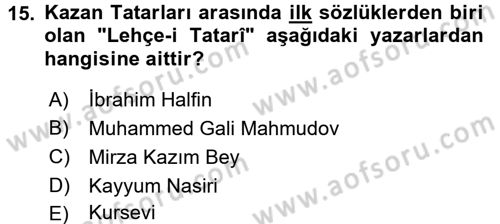 Çağdaş Türk Edebiyatları 1 Dersi 2017 - 2018 Yılı 3 Ders Sınav Soruları 15. Soru