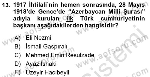 Çağdaş Türk Edebiyatları 1 Dersi 2017 - 2018 Yılı (Vize) Ara Sınav Soruları 13. Soru