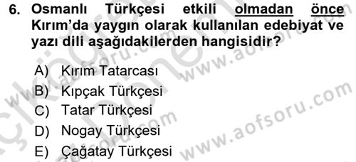 Çağdaş Türk Edebiyatları 1 Dersi 2017 - 2018 Yılı (Vize) Ara Sınav Soruları 6. Soru