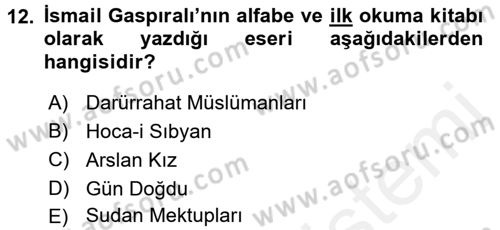 Çağdaş Türk Edebiyatları 1 Dersi 2017 - 2018 Yılı (Final) Dönem Sonu Sınavı 12. Soru