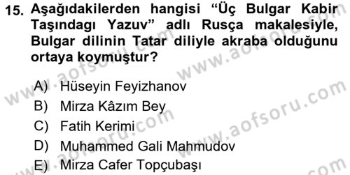 Çağdaş Türk Edebiyatları 1 Dersi 2017 - 2018 Yılı (Final) Dönem Sonu Sınav Soruları 15. Soru