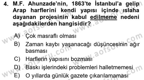 Çağdaş Türk Edebiyatları 1 Dersi 2017 - 2018 Yılı (Final) Dönem Sonu Sınav Soruları 4. Soru