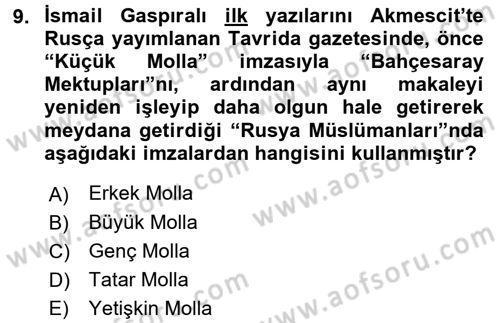 Çağdaş Türk Edebiyatları 1 Dersi 2017 - 2018 Yılı (Final) Dönem Sonu Sınav Soruları 9. Soru