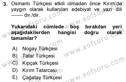 Çağdaş Türk Edebiyatları 1 Dersi 2018 - 2019 Yılı (Vize) Ara Sınav Soruları 3. Soru