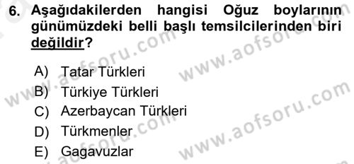 Çağdaş Türk Edebiyatları 1 Dersi 2018 - 2019 Yılı (Vize) Ara Sınavı 6. Soru