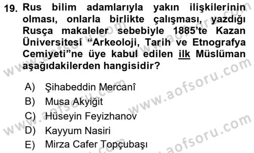 Çağdaş Türk Edebiyatları 1 Dersi 2018 - 2019 Yılı (Final) Dönem Sonu Sınavı 19. Soru