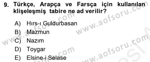 Çağdaş Türk Edebiyatları 1 Dersi 2018 - 2019 Yılı (Final) Dönem Sonu Sınavı 9. Soru