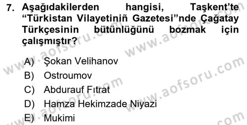 Çağdaş Türk Edebiyatları 1 Dersi 2019 - 2020 Yılı (Vize) Ara Sınav Soruları 7. Soru