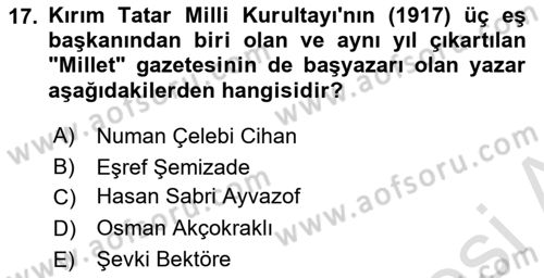 Çağdaş Türk Edebiyatları 1 Dersi 2019 - 2020 Yılı (Final) Dönem Sonu Sınav Soruları 17. Soru