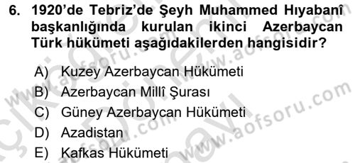 Çağdaş Türk Edebiyatları 1 Dersi 2019 - 2020 Yılı (Final) Dönem Sonu Sınav Soruları 6. Soru