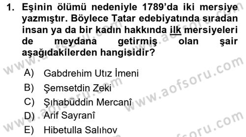 Çağdaş Türk Edebiyatları 1 Dersi 2020 - 2021 Yılı Yaz Okulu Sınav Soruları 1. Soru