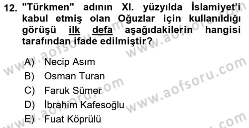 Çağdaş Türk Edebiyatları 1 Dersi 2020 - 2021 Yılı Yaz Okulu Sınav Soruları 12. Soru