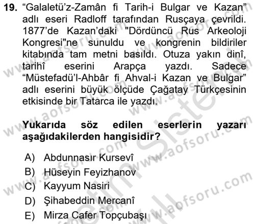 Çağdaş Türk Edebiyatları 1 Dersi 2020 - 2021 Yılı Yaz Okulu Sınav Soruları 19. Soru
