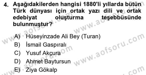 Çağdaş Türk Edebiyatları 1 Dersi 2021 - 2022 Yılı (Vize) Ara Sınav Soruları 4. Soru