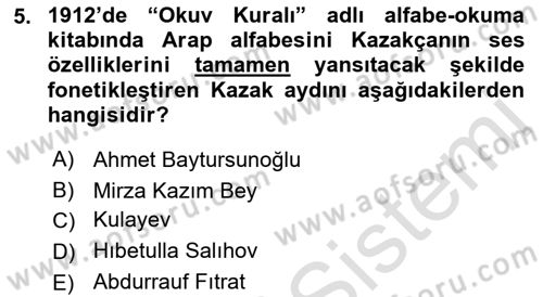 Çağdaş Türk Edebiyatları 1 Dersi Ara Sınavı Deneme Sınav Soruları 5. Soru