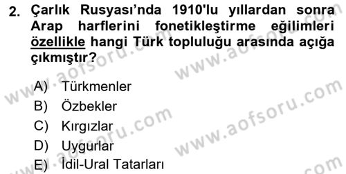 Çağdaş Türk Edebiyatları 1 Dersi 2021 - 2022 Yılı (Final) Dönem Sonu Sınav Soruları 2. Soru