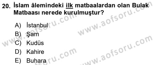 Çağdaş Türk Edebiyatları 1 Dersi 2021 - 2022 Yılı (Final) Dönem Sonu Sınav Soruları 20. Soru