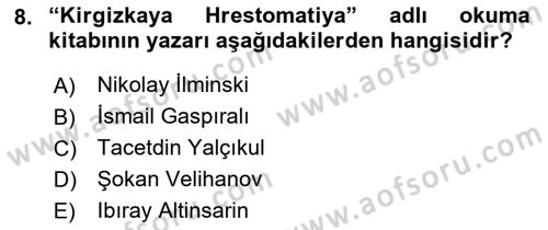 Çağdaş Türk Edebiyatları 1 Dersi 2021 - 2022 Yılı (Final) Dönem Sonu Sınav Soruları 8. Soru