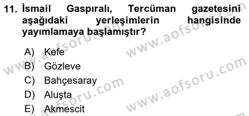 Çağdaş Türk Edebiyatları 1 Dersi 2021 - 2022 Yılı Yaz Okulu Sınav Soruları 11. Soru
