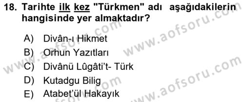 Çağdaş Türk Edebiyatları 1 Dersi 2021 - 2022 Yılı Yaz Okulu Sınav Soruları 18. Soru
