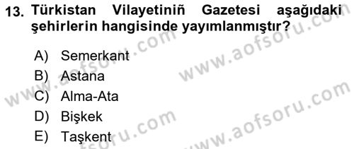 Çağdaş Türk Edebiyatları 1 Dersi Ara Sınavı Deneme Sınav Soruları 13. Soru