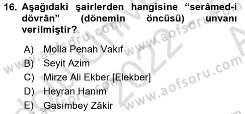 Çağdaş Türk Edebiyatları 1 Dersi Ara Sınavı Deneme Sınav Soruları 16. Soru