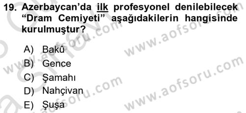 Çağdaş Türk Edebiyatları 1 Dersi Ara Sınavı Deneme Sınav Soruları 19. Soru