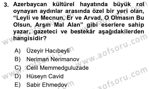 Çağdaş Türk Edebiyatları 1 Dersi Ara Sınavı Deneme Sınav Soruları 3. Soru