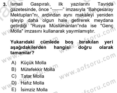 Çağdaş Türk Edebiyatları 1 Dersi 2022 - 2023 Yılı (Final) Dönem Sonu Sınav Soruları 3. Soru