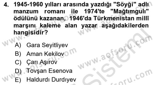 Çağdaş Türk Edebiyatları 1 Dersi 2022 - 2023 Yılı (Final) Dönem Sonu Sınav Soruları 4. Soru