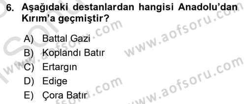 Çağdaş Türk Edebiyatları 1 Dersi 2022 - 2023 Yılı (Final) Dönem Sonu Sınav Soruları 6. Soru